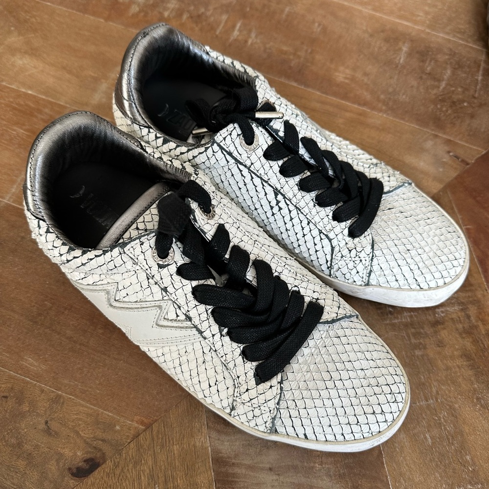 Zadig and Voltaire Neo Keith Snakeskin Embossed Leather Sneakers